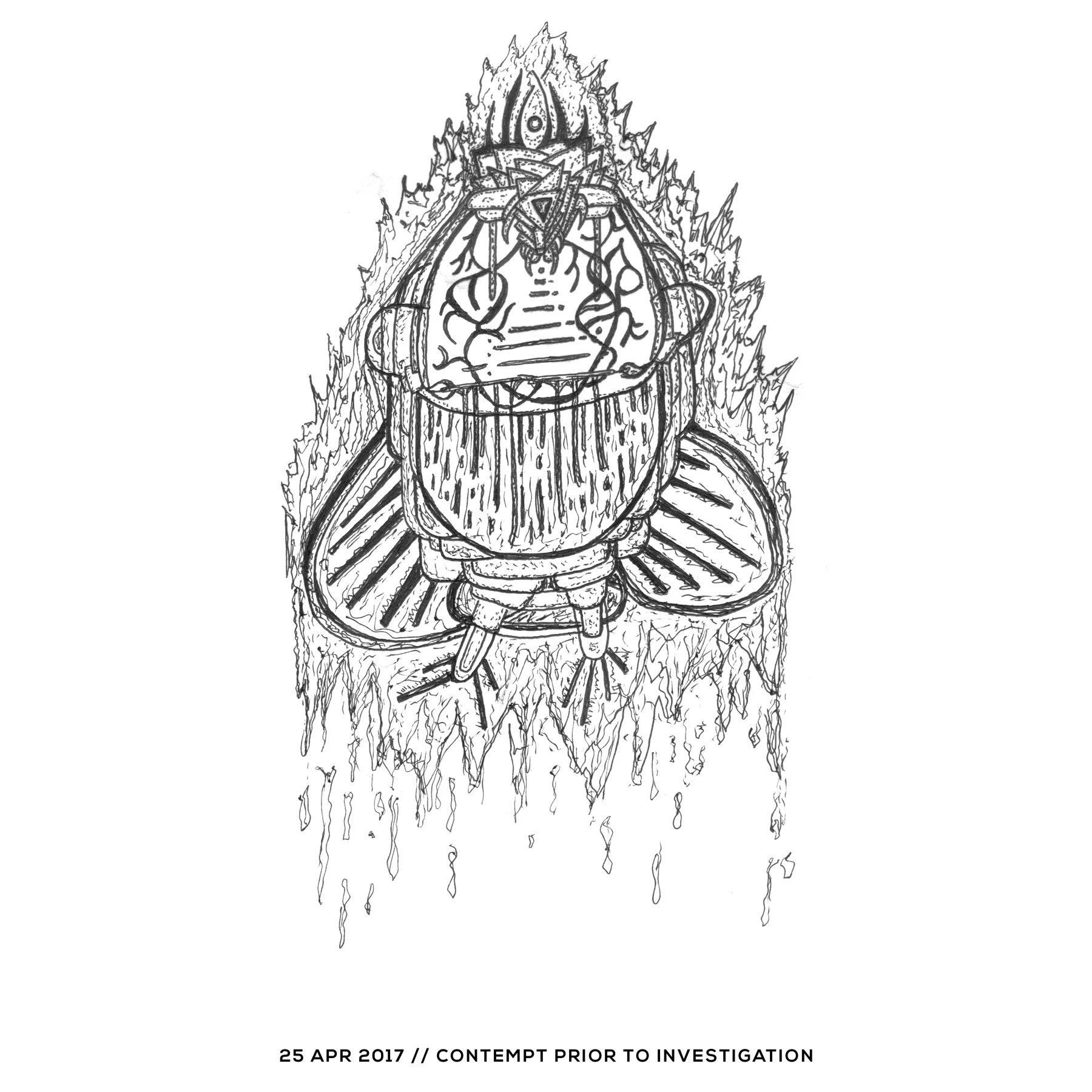 Ink drawing — contempt prior to investigation, 25 April 2017