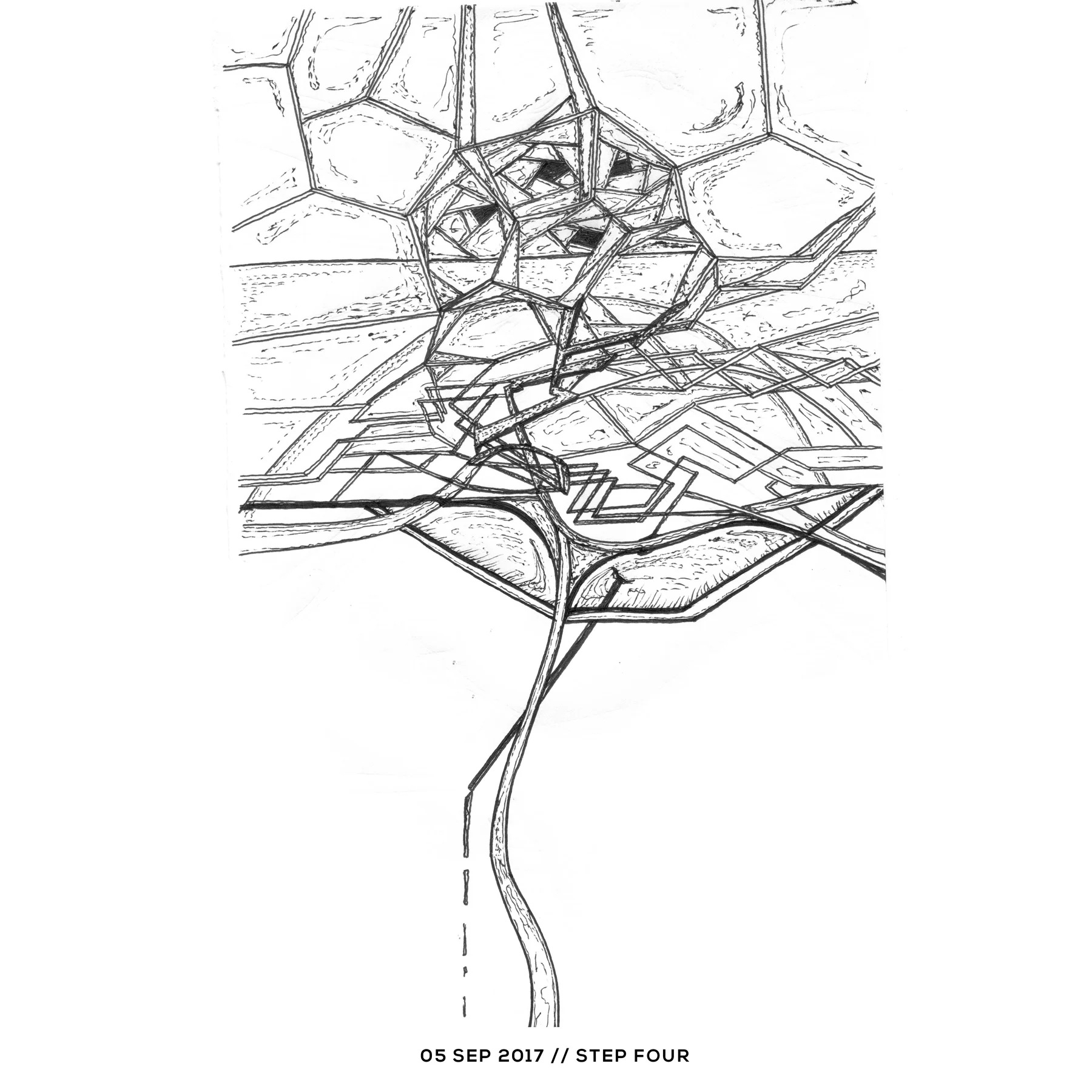 Ink drawing — step four, 5 September 2017
