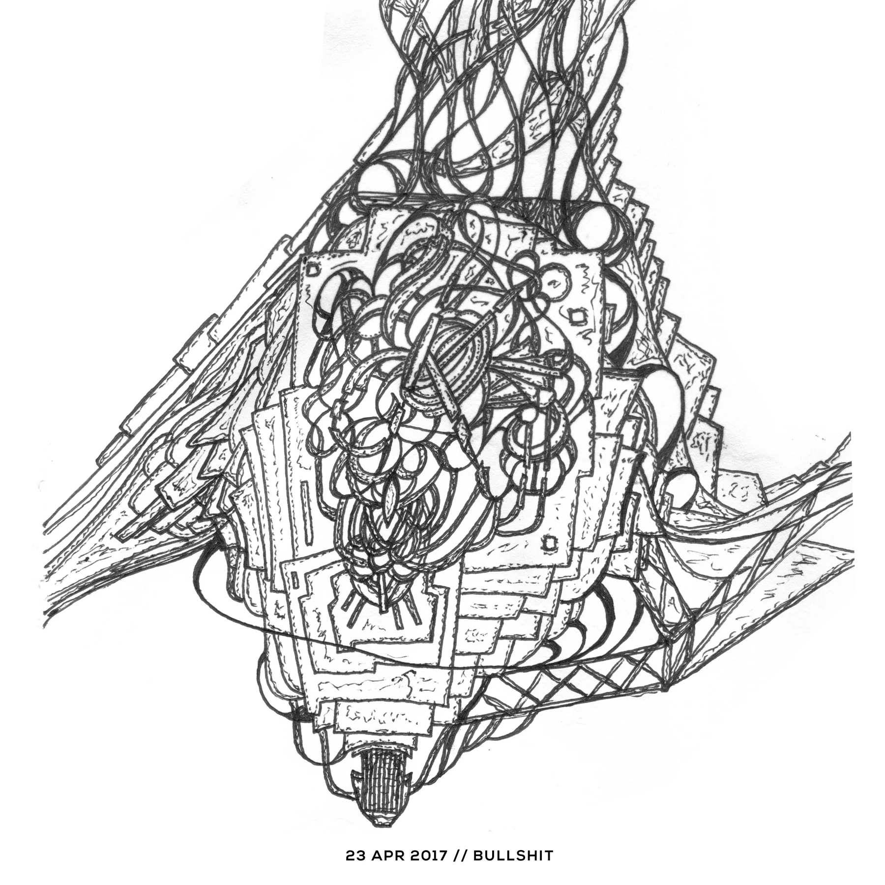 Ink drawing — bullshit, 23 April 2017