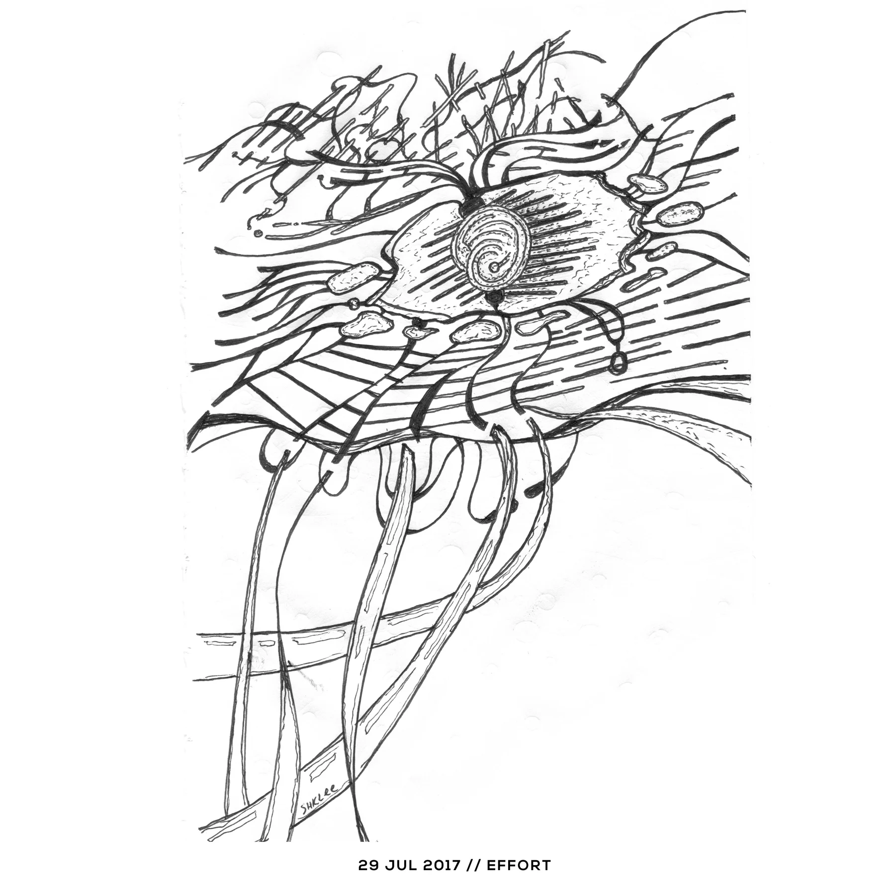 Ink drawing — effort, 29 July 2017
