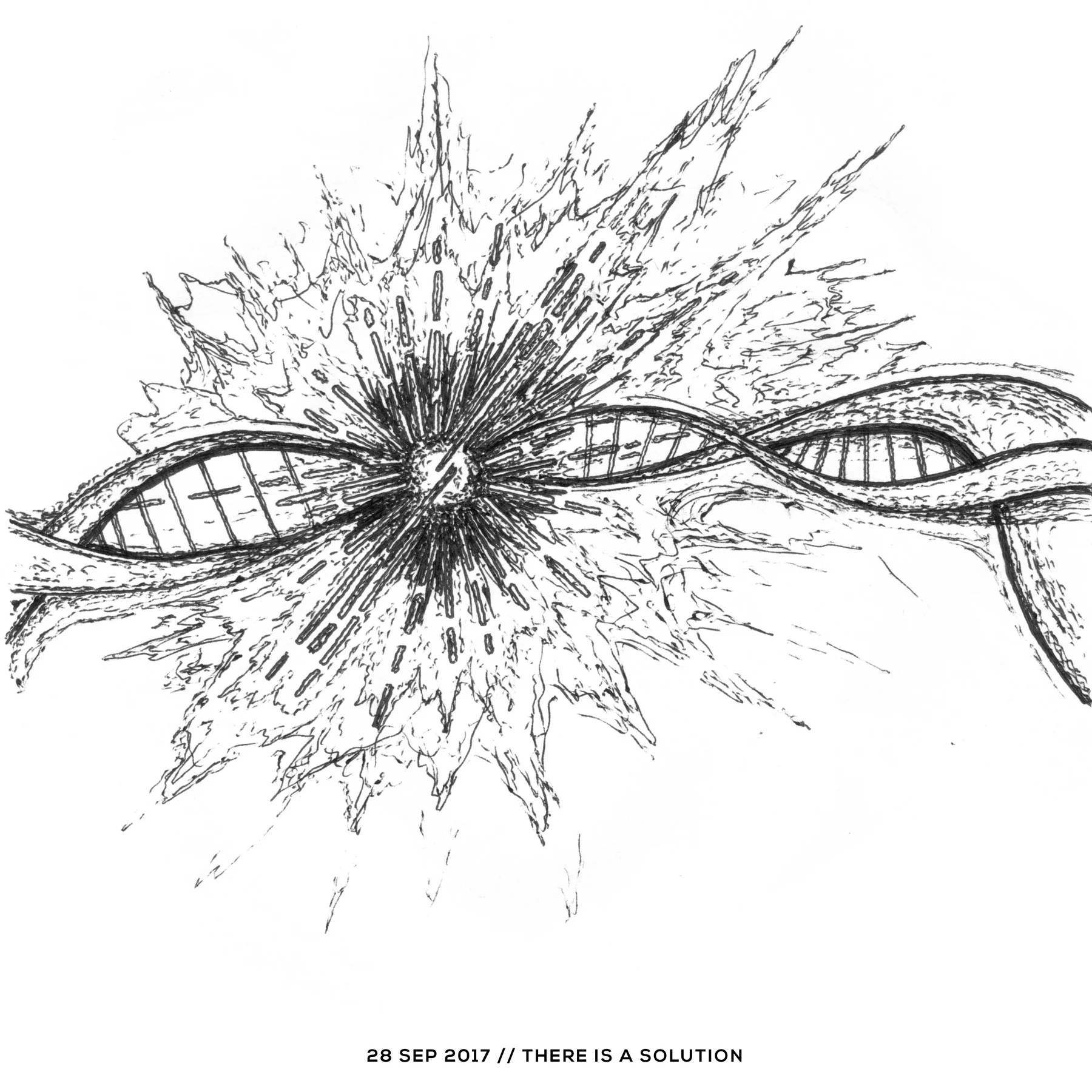 Ink drawing — there is a solution, 28 September 2017