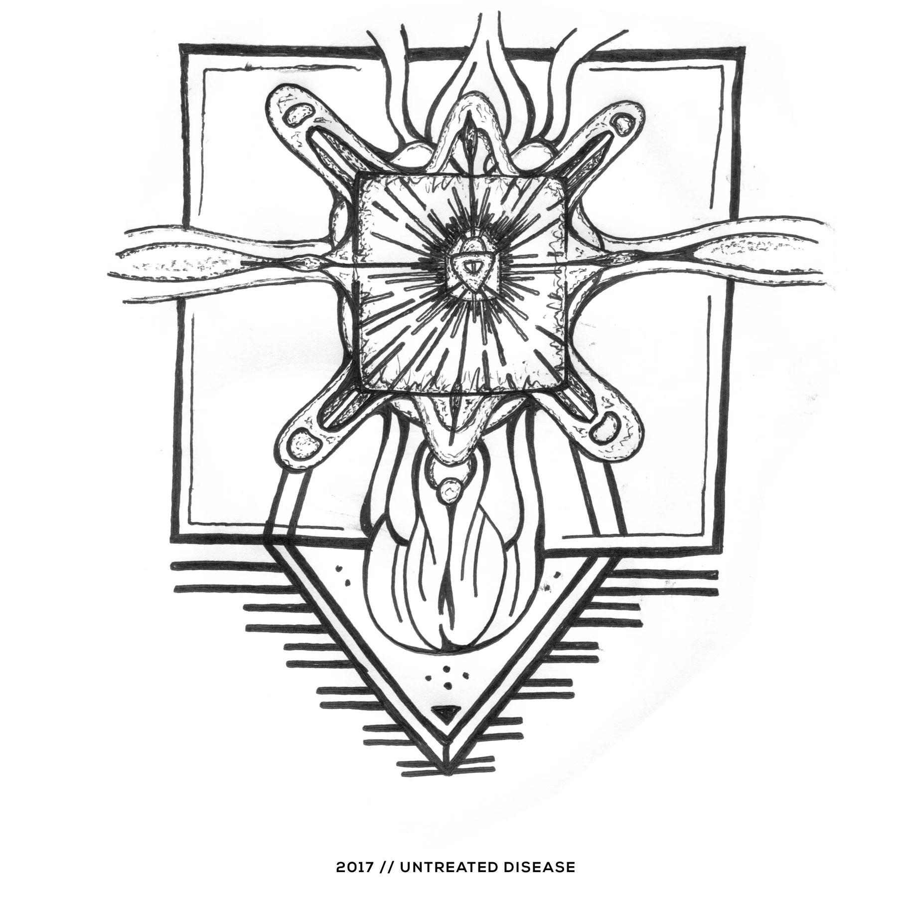 Ink drawing — untreated disease