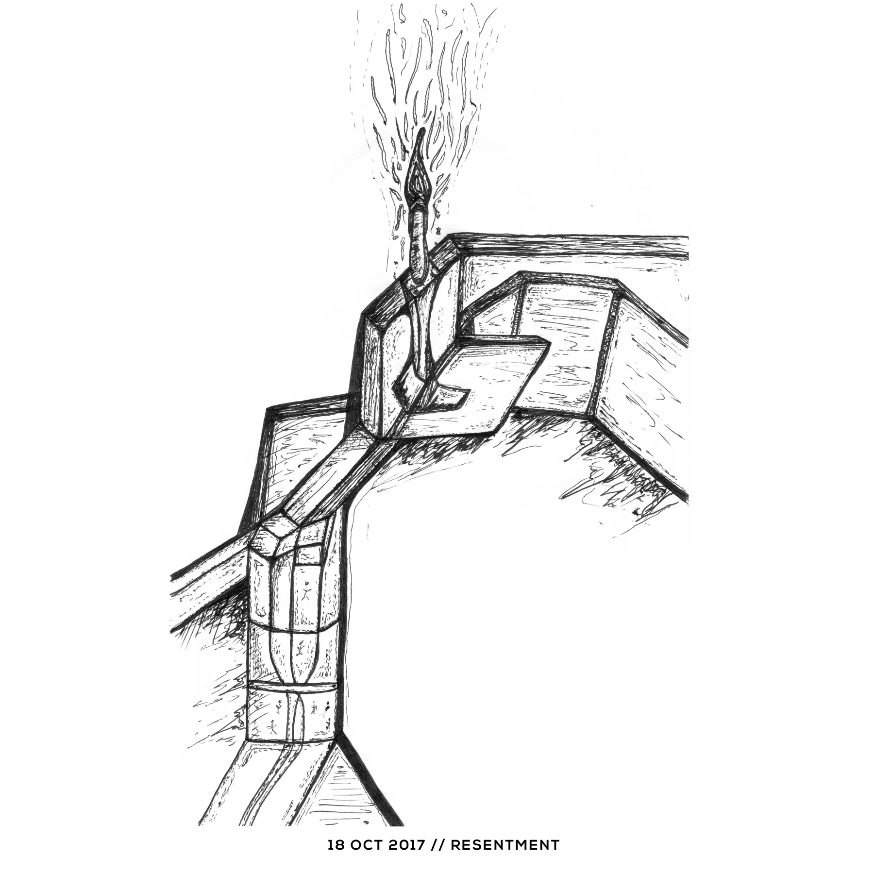 Ink drawing — resentment, 18 October 2017
