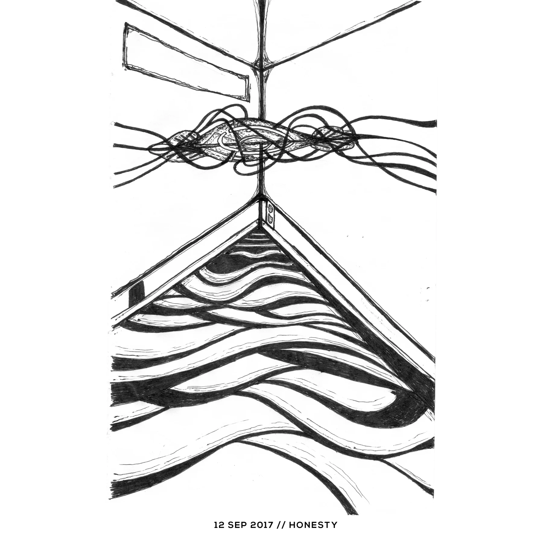 Ink drawing — honesty, 12 September 2017