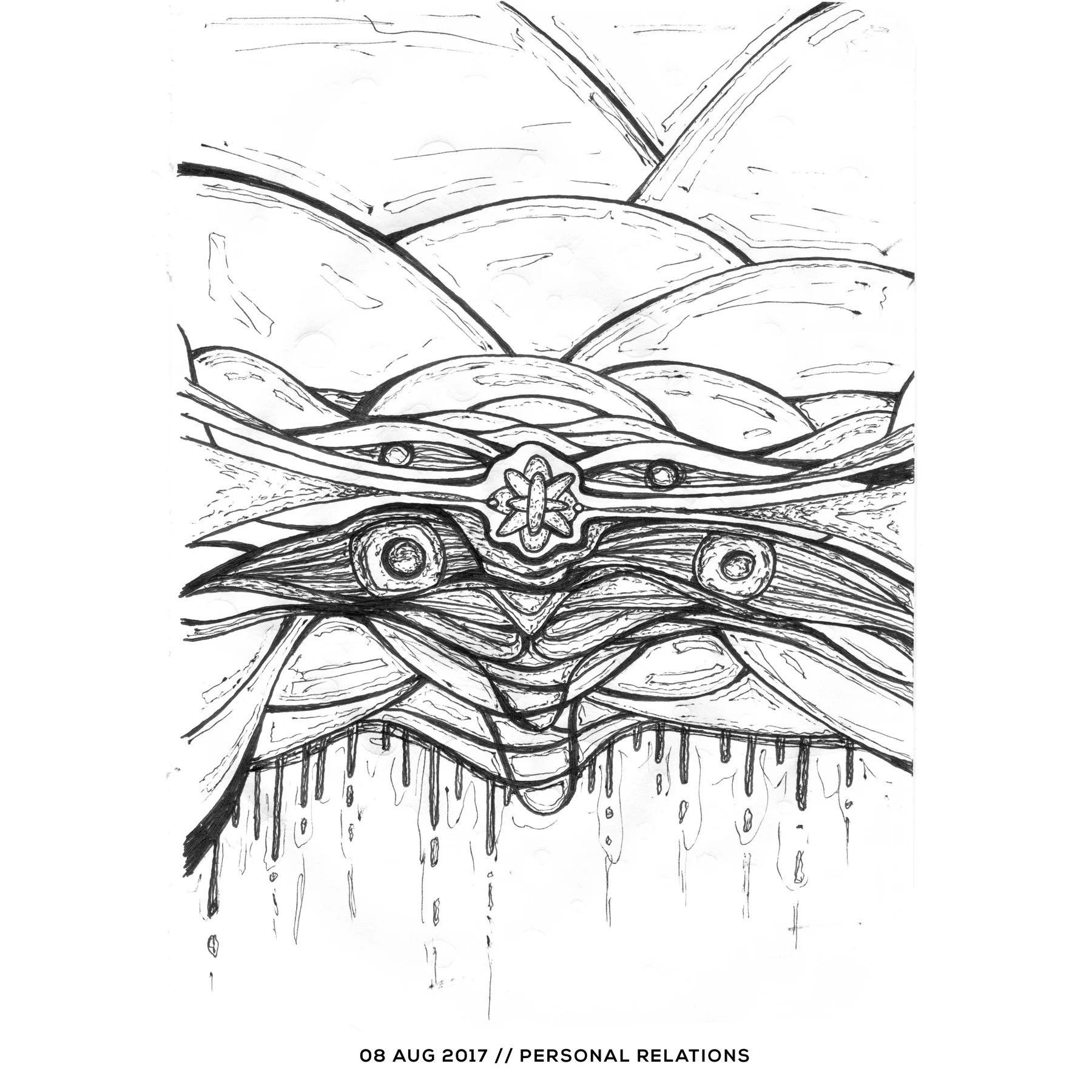 Ink drawing — personal relations, 8 August 2017