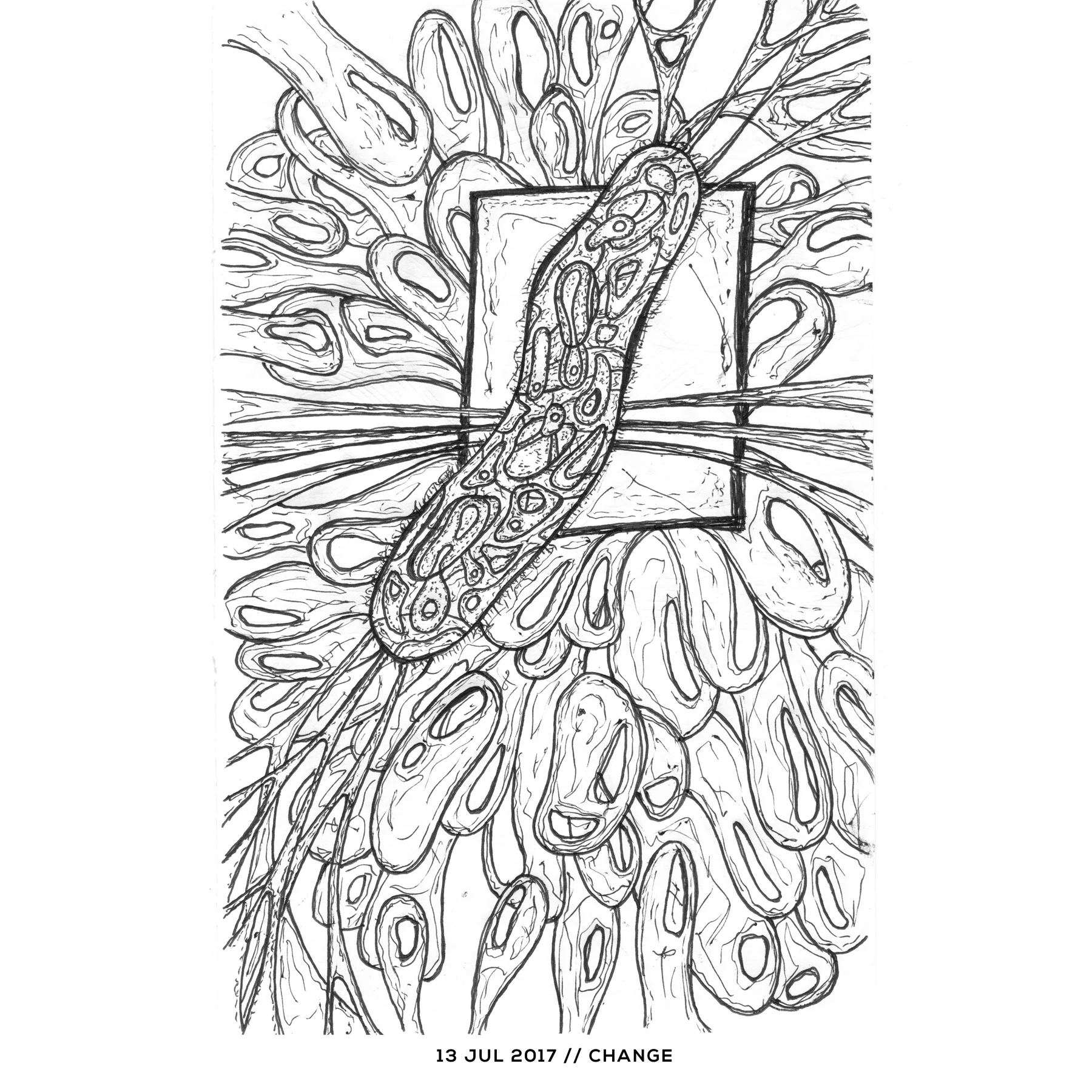 Ink drawing — change, 13 July 2017