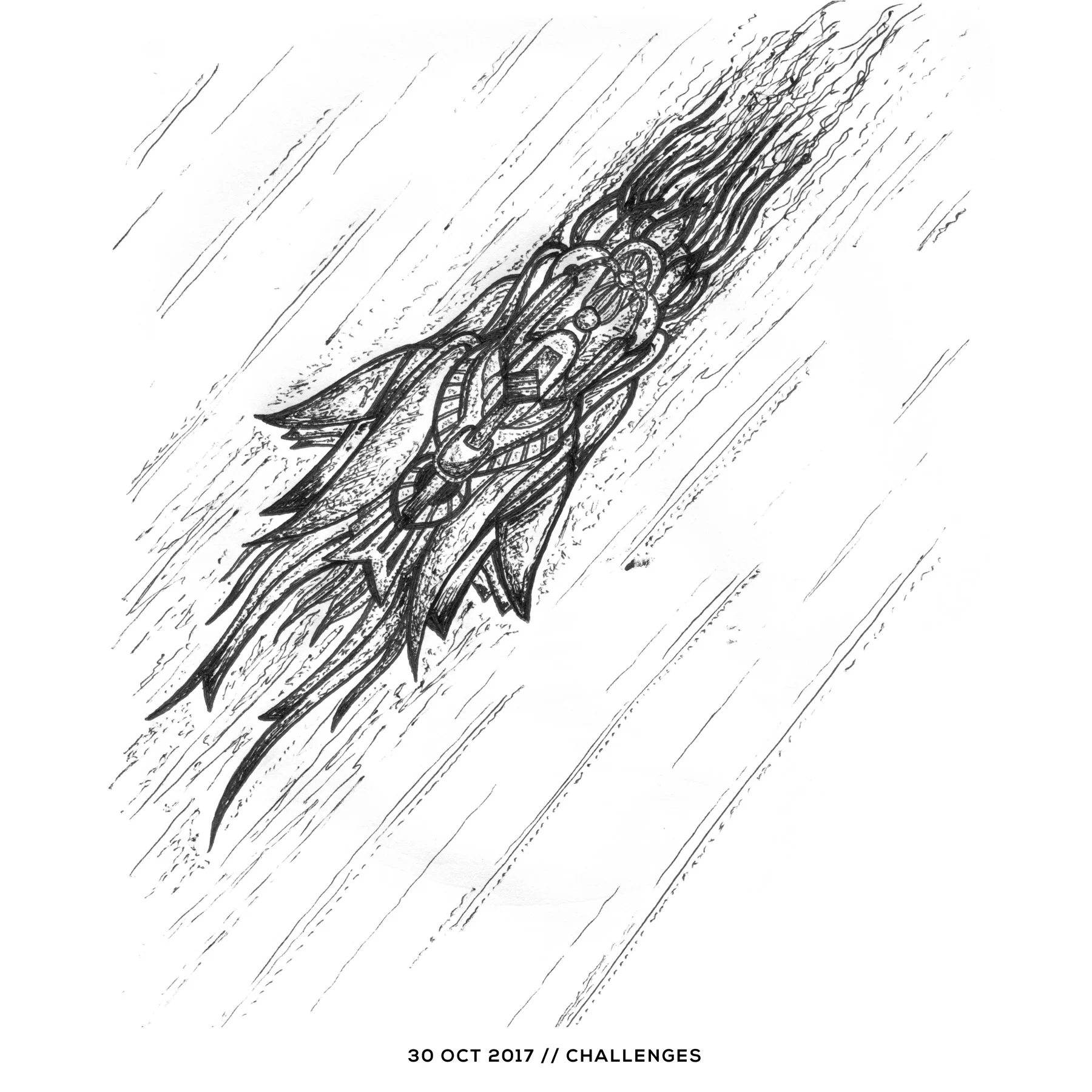 Ink drawing — challenges, 30 October 2017