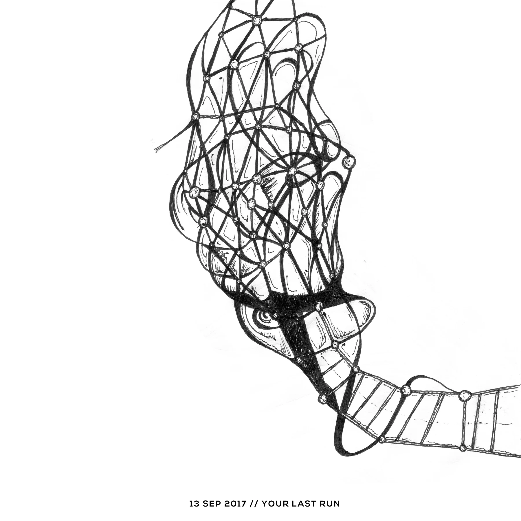 Ink drawing — your last run, 13 September 2017