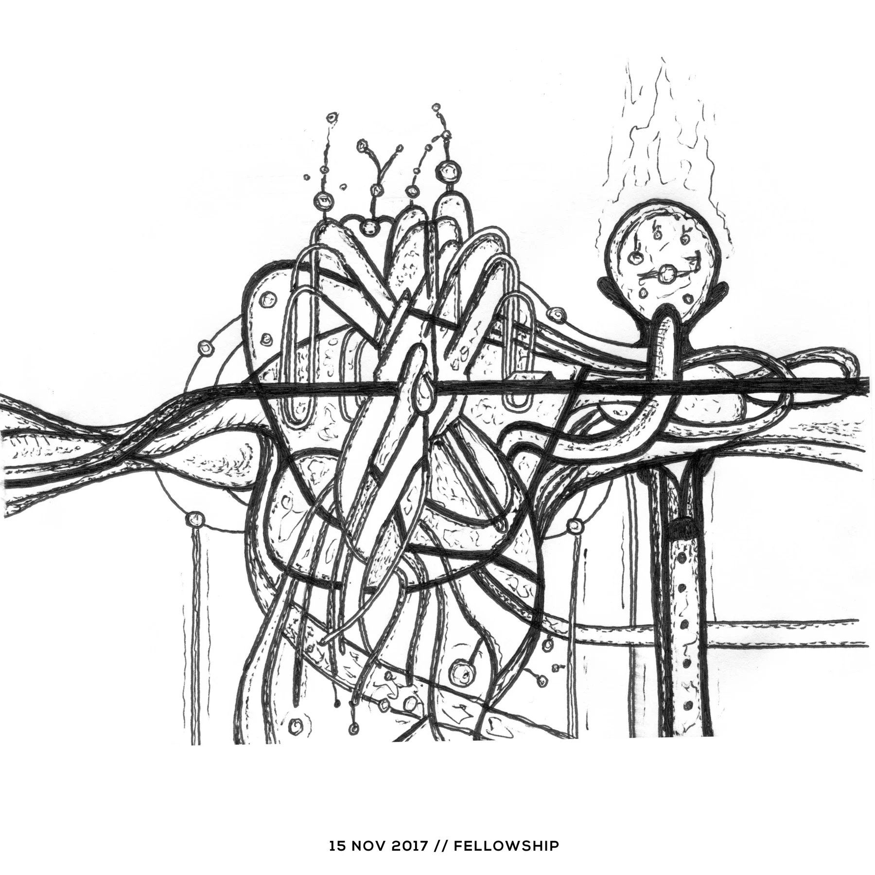 Ink drawing — fellowship, 15 November 2017