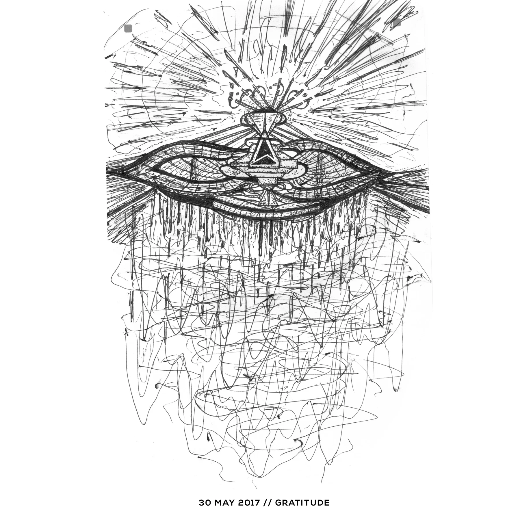 Ink drawing — gratitude, 30 May 2017