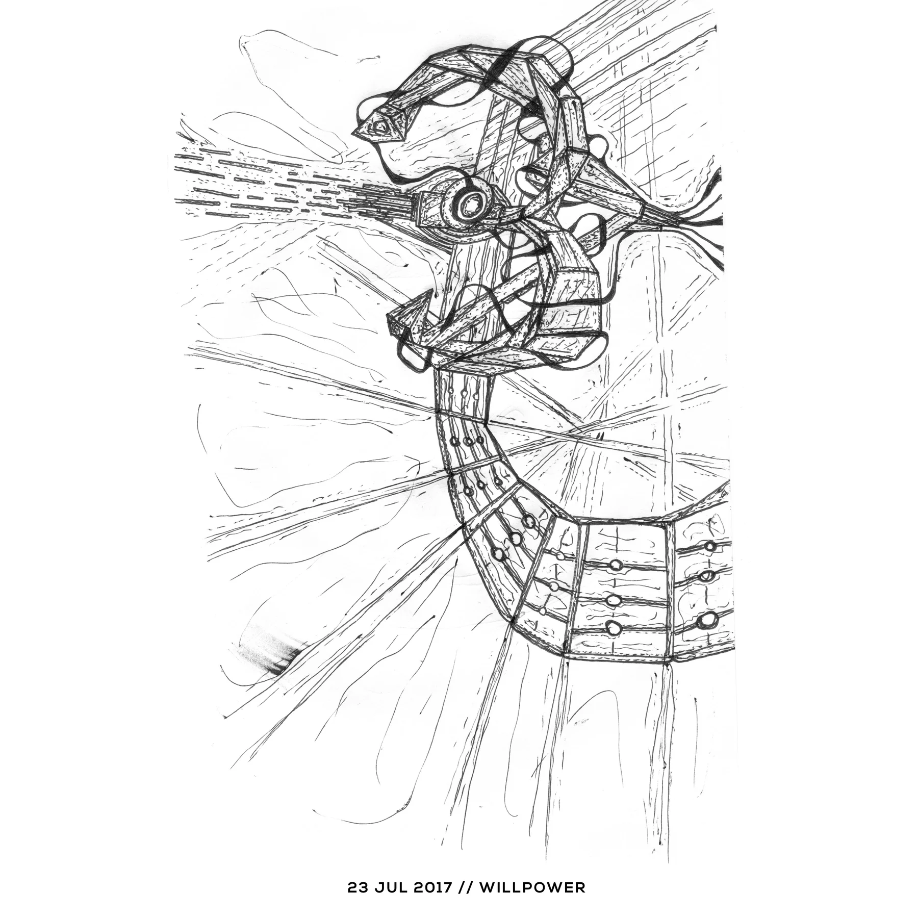 Ink drawing — willpower, 23 July 2017