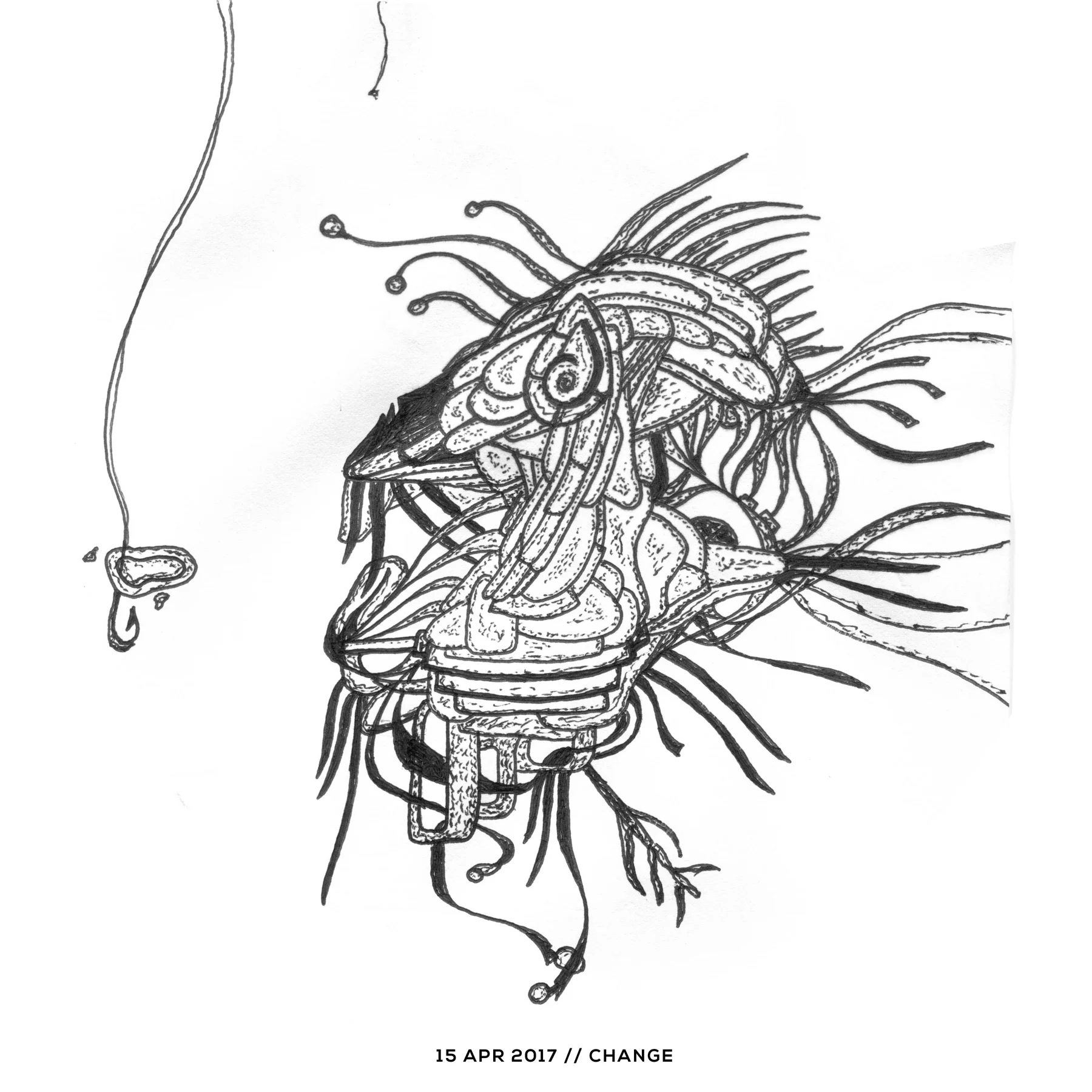 Ink drawing — change, 15 April 2017
