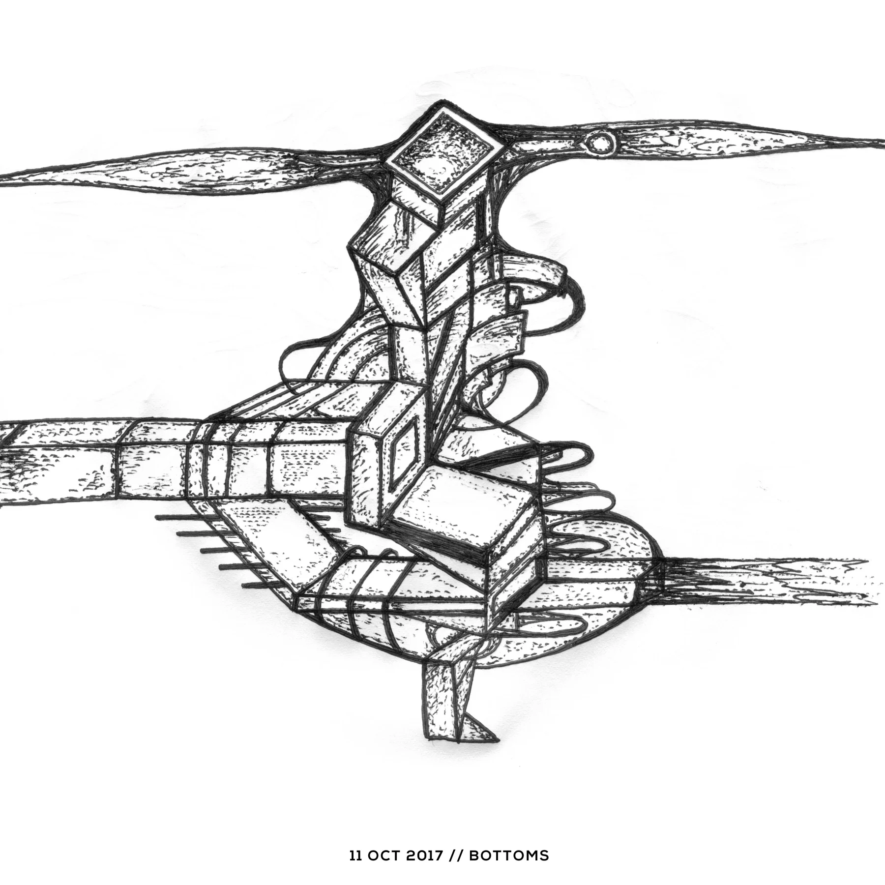 Ink drawing — bottoms, 11 October 2017