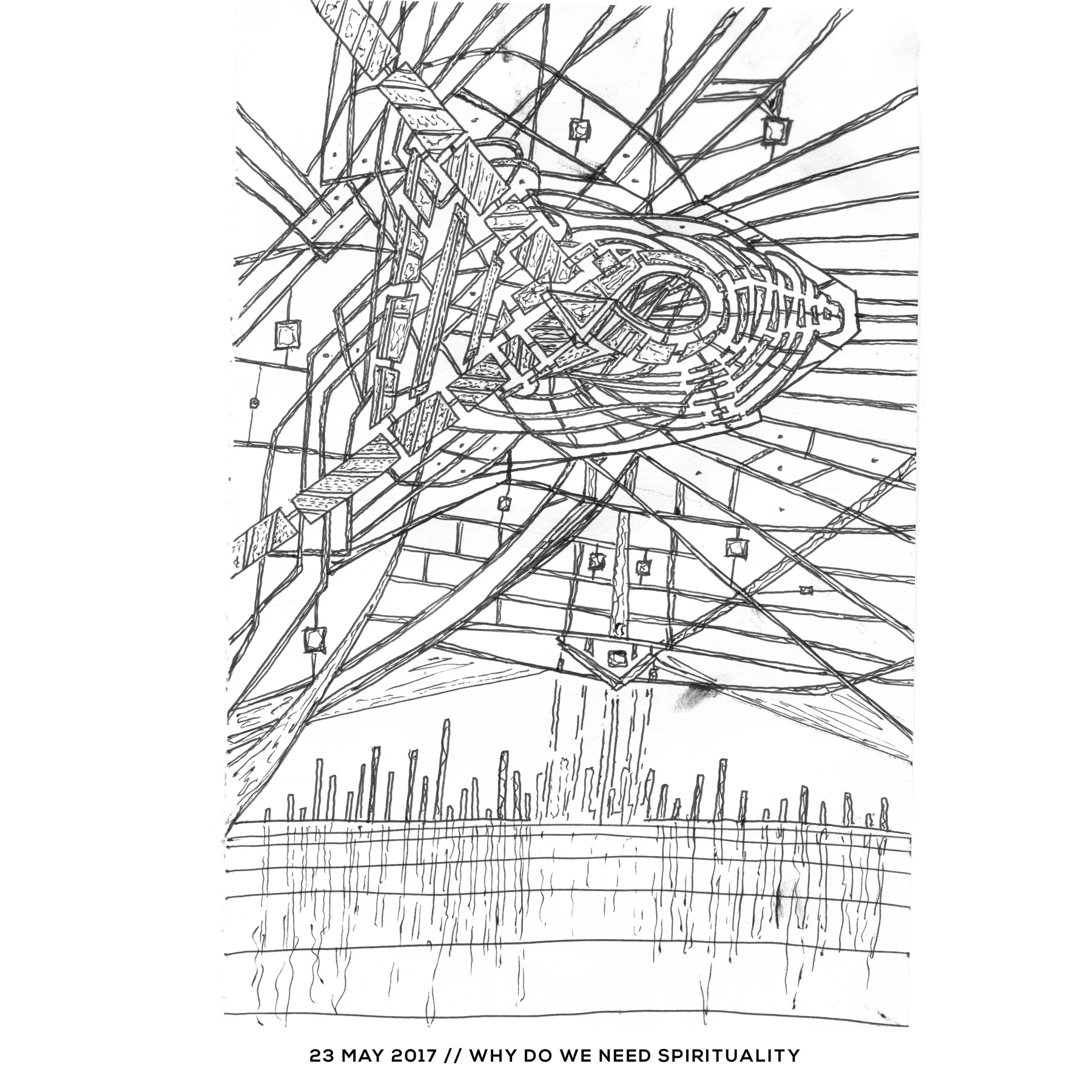 Ink drawing — why do we need spirituality, 22 May 2017