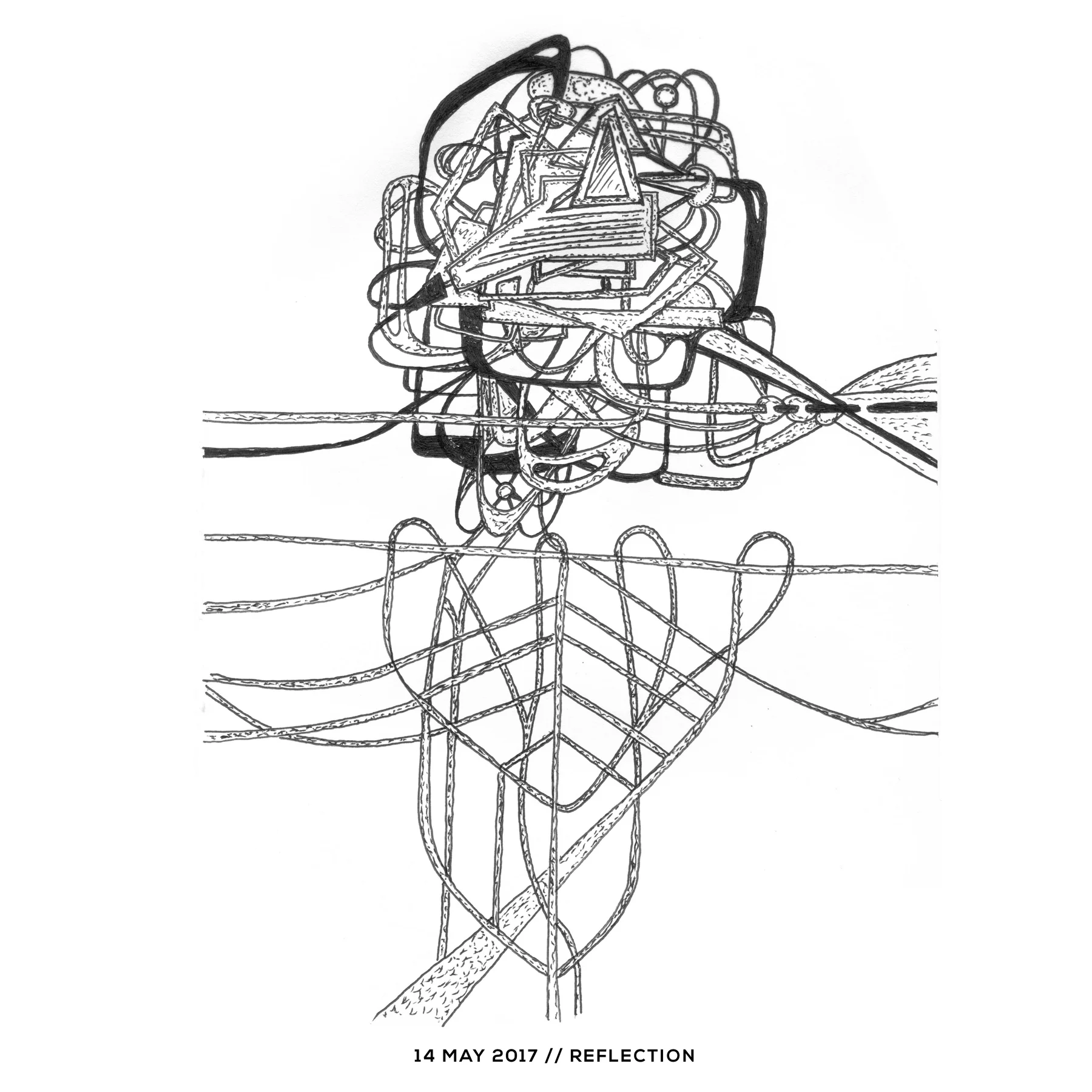 Ink drawing — reflection, 14 May 2017